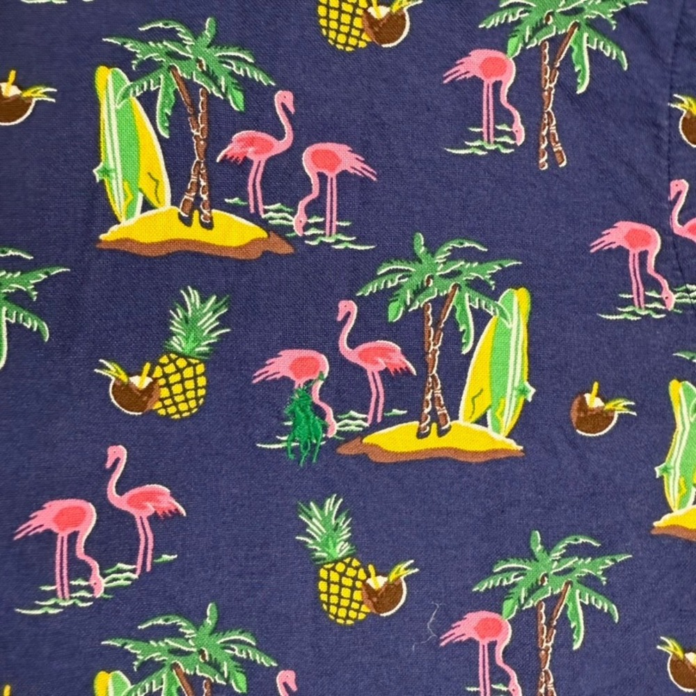 Ralph Lauren Mens XL Hawaiian Flamingo Pineapple Surfboard Classic Fit Shirt Y2K - Picture 3 of 9